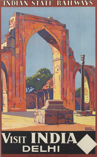 ROGER BRODERS (1883-1953). VISIT INDIA DELHI. 1928. 38x23 inches, 98x60 cm. Lucien Serre, Paris.